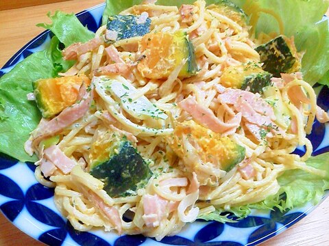 炒めるから美味しい♪かぼちゃ＆ハムのパスタサラダ♪